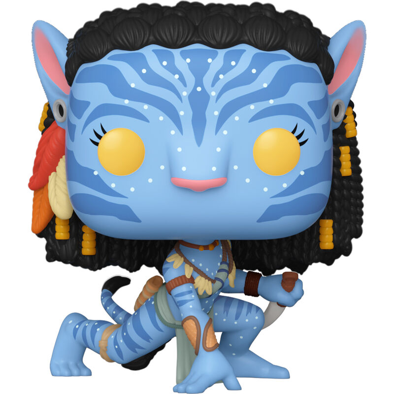 Profil gauche de la figurine Neytiri Funko POP mettant en valeur son costume et accessoires