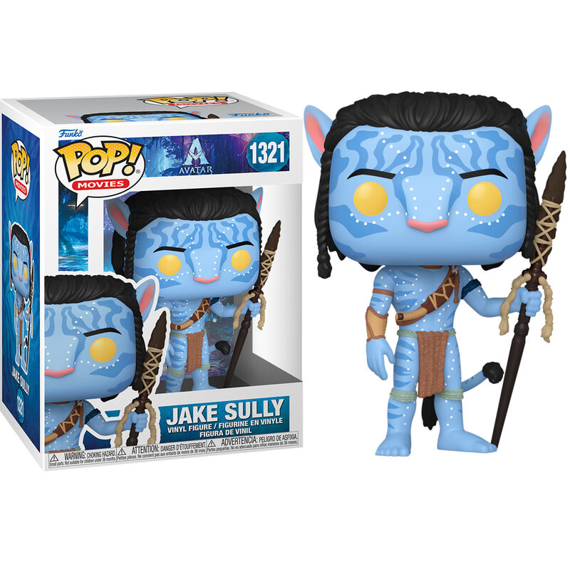 Figurine Funko POP Jake Sully posée sur une surface blanche, mettant en valeur sa taille et finition