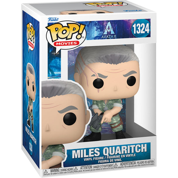 Figurine Funko POP de Miles Quaritch du film Avatar présentée dans sa boîte cadeau