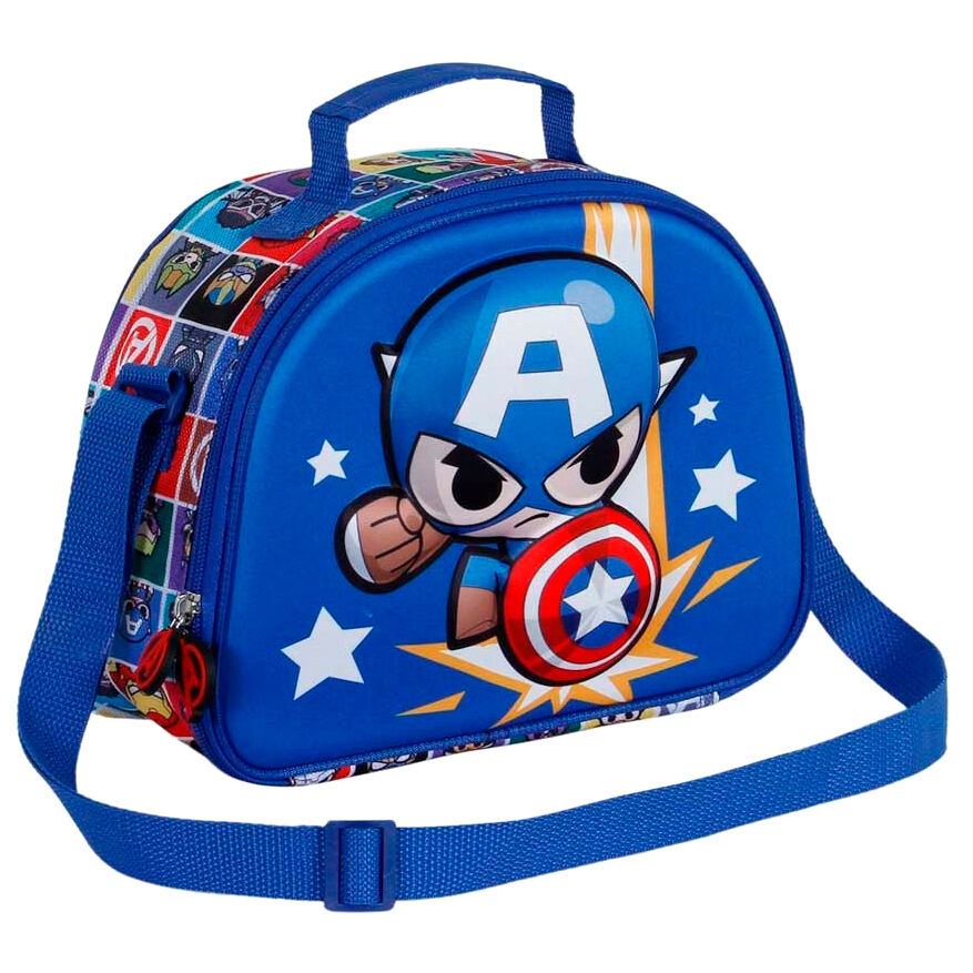Intérieur du sac à déjeuner Captain America avec doublure isolante et compartiment unique spacieux