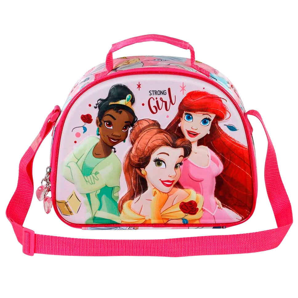 Sac à déjeuner Disney Princess Strong 3D vue de face avec design embossé coloré