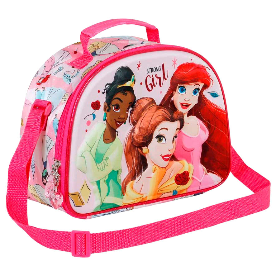 Poignée renforcée et bandoulière réglable du sac à déjeuner Disney Princess pour enfants