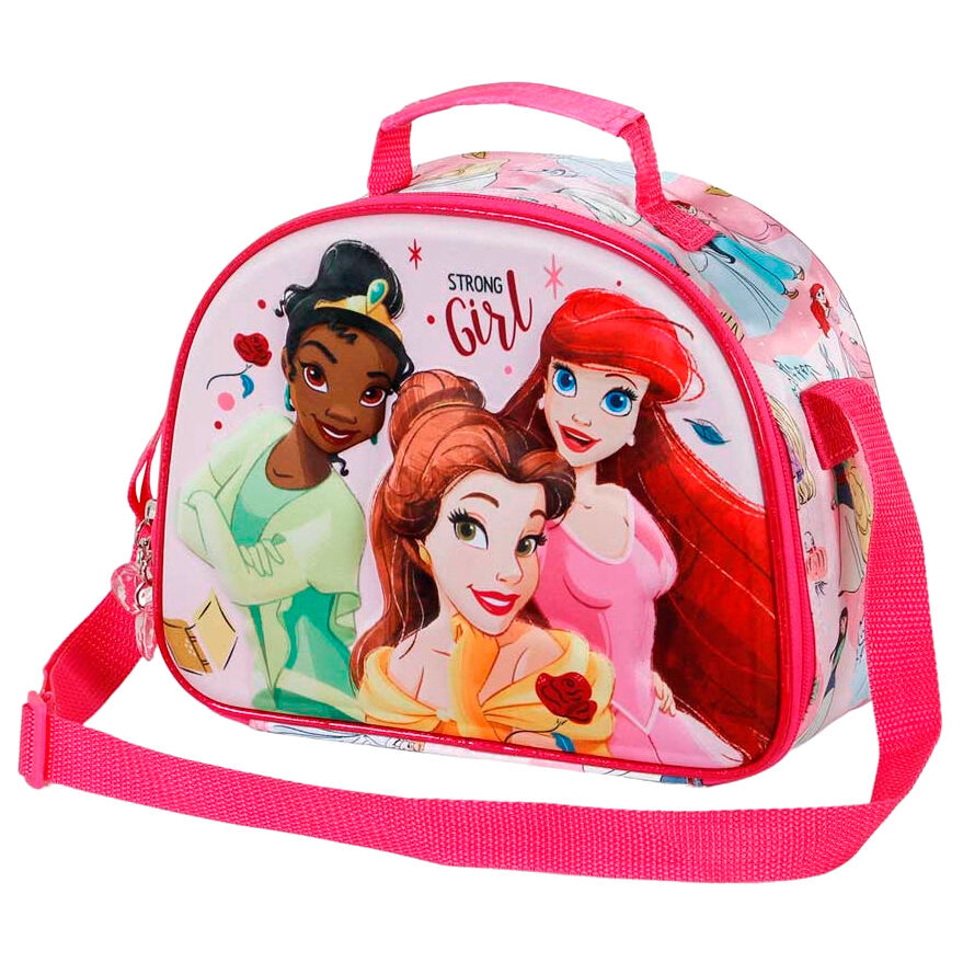 Vue latérale du sac à déjeuner Disney Princess Strong 3D montrant sa compacité et style
