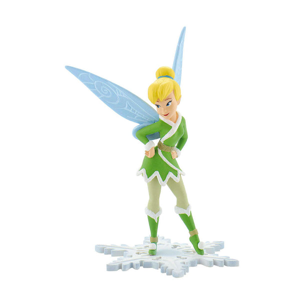Figurine Disney Fée Clochette en tenue d'hiver de 10 cm par BULLYLAND, vue de face avec détails précis.