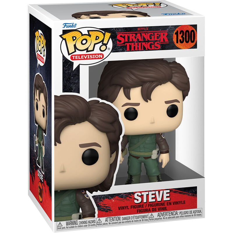 Figurine Funko POP Steve Hunter de Stranger Things en vinyle de 9 cm dans sa boîte vitrine