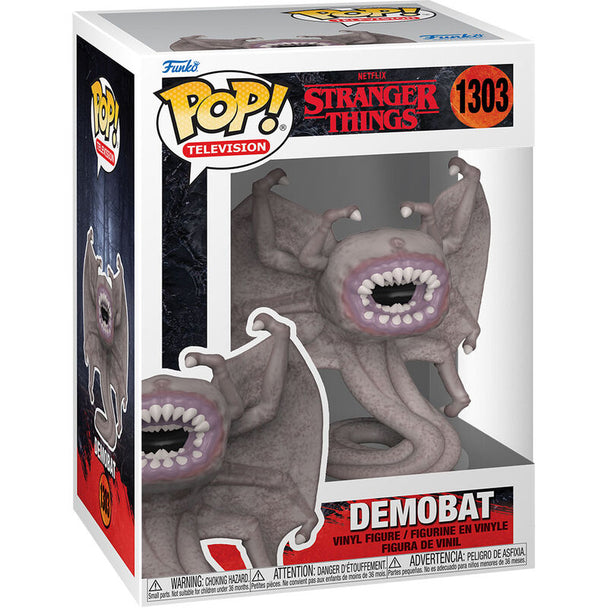 Vue rapprochée de la boîte fenêtre de la figurine Funko POP Demo-bat Stranger Things, idéale pour collectionneurs