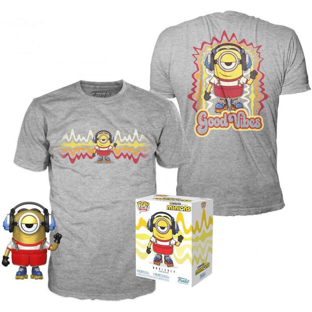Figurine POP FUNKO Minions Stuart en patins à roulettes avec finition métallique brillante