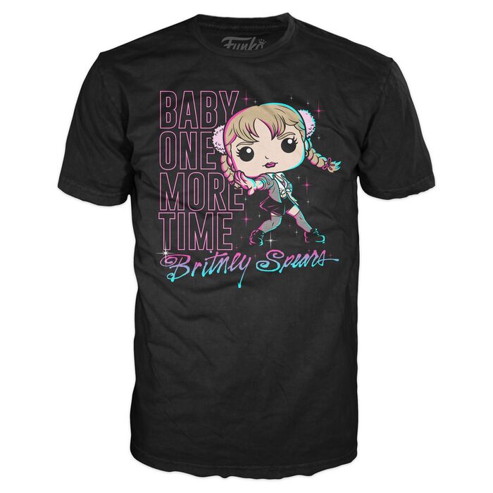 Vue d'ensemble du packaging exclusif du set Britney Spears Funko POP et t-shirt