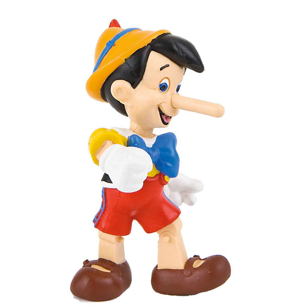 Figurine détaillée de Pinocchio Disney de 7 cm par BULLYLAND, vue de face avec couleurs vives et finition soignée.