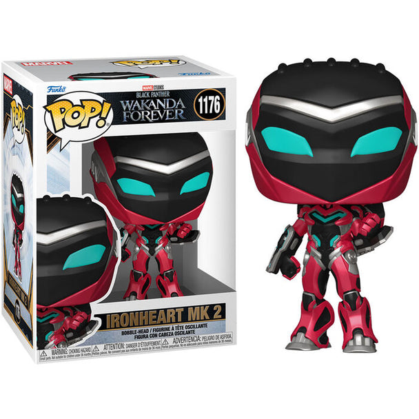 Zoom sur la tête de la figurine FUNKO Ironheart MK2 inspirée de Black Panther Wakanda Forever.