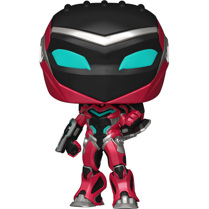 Vue latérale de la figurine POP Marvel Ironheart MK2 Black Panther Wakanda Forever en position dynamique.