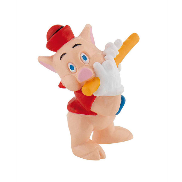 Figurine Fifer des Trois Petits Cochons BULLYLAND, mesurant 5 cm, avec détails colorés et finition soignée.