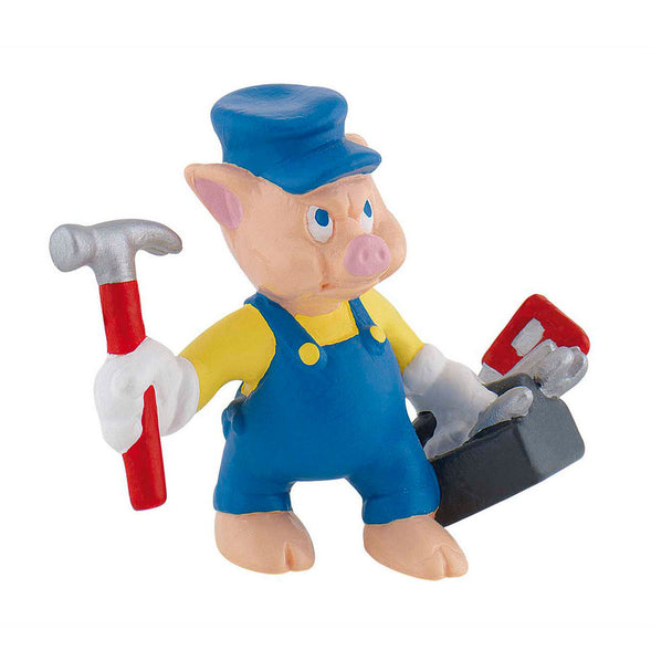 Figurine Les Trois Petits Cochons BULLYLAND de 7cm vue de face avec détails colorés et finition soignée.