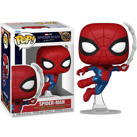 Gros plan sur les détails colorés et le design unique de la figurine Funko POP Spider-Man No Way Home