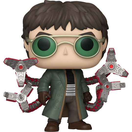 Vue latérale de la figurine Funko POP Doc Ock, mettant en avant les bras mécaniques articulés et la peinture détaillée