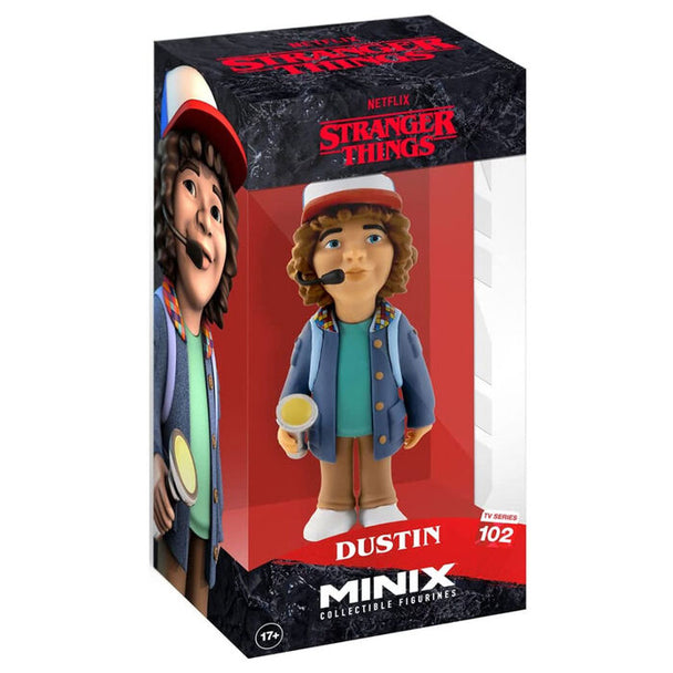 Figurine Dustin Stranger Things MINIX 12cm vue de face avec détails du visage et vêtements colorés