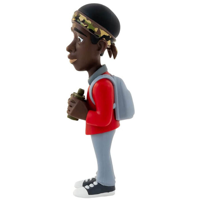Vue arrière de la figurine Lucas Stranger Things MINIX avec vêtements détaillés