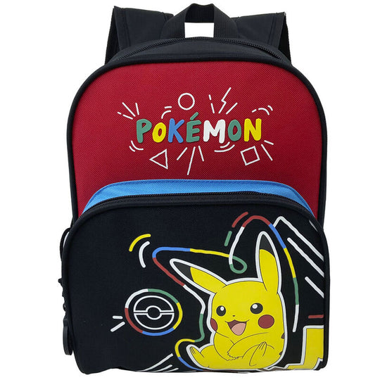 Sac à dos Pokémon Pikachu 30cm avec deux compartiments et tirettes Pokéball visibles