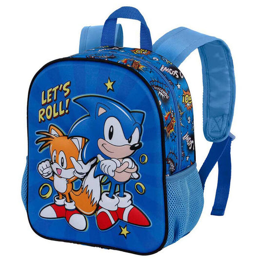 Sac à dos Sonic The Hedgehog avec deux poches latérales en filet, parfait pour ranger une bouteille d'eau
