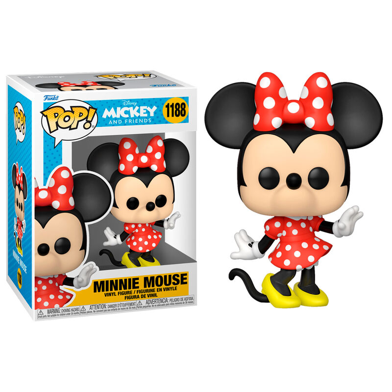 Vue latérale de la figurine Funko POP Minnie Mouse montrant ses vêtements classiques Disney