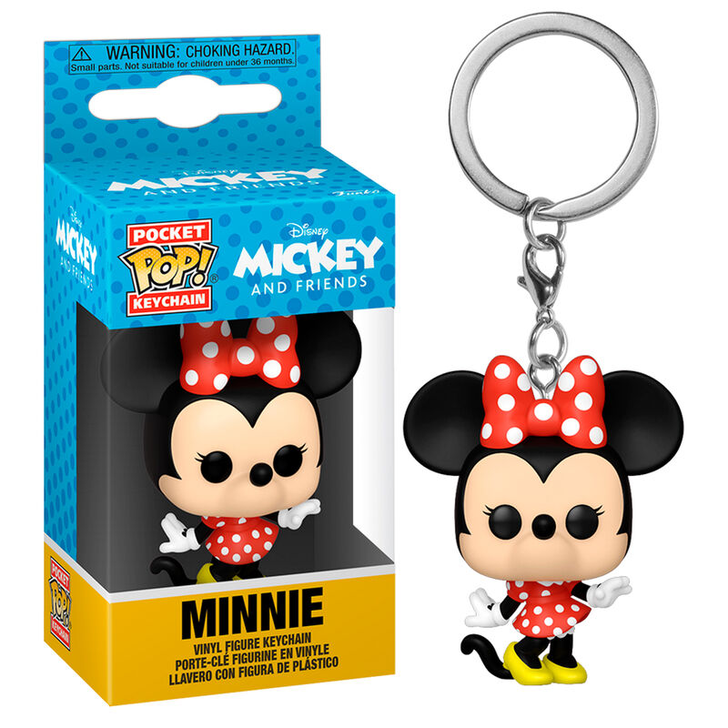 Présentation du porte-clés Minnie Mouse Pocket POP suspendu à un trousseau de clés