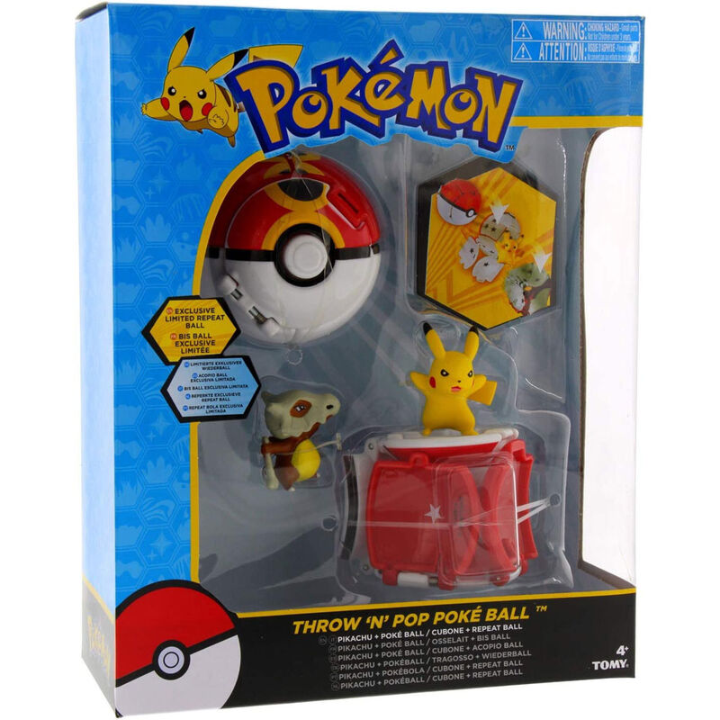 Blister Pokémon TOMY avec figurines Pikachu et Cubone et Pokéball prête à être lancée