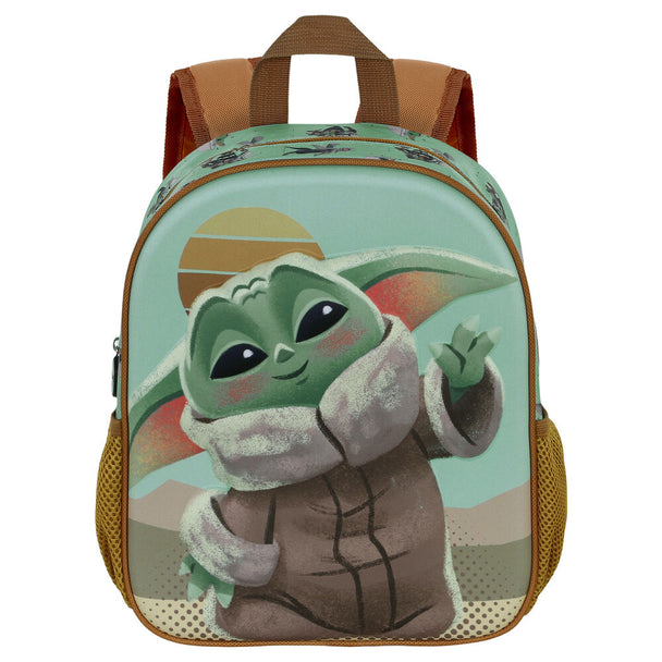 Sac à dos 3D Grogu The Mandalorian avec motif en relief sur fond noir, vue de face