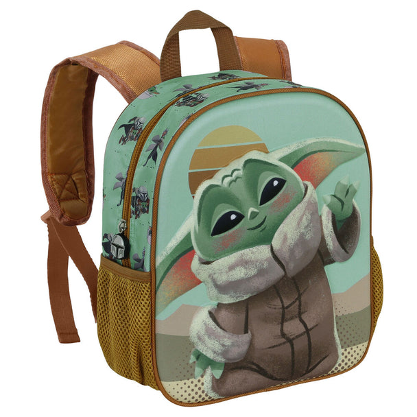 Détail du compartiment principal zippé avec doublure intérieure du sac Grogu 31cm