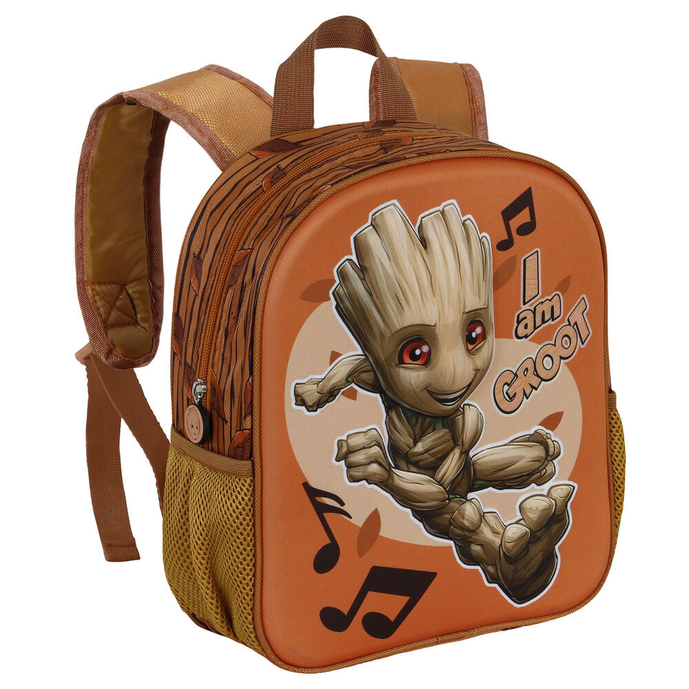 Détail du compartiment principal zippé du sac à dos 3D Marvel I am Groot avec doublure intérieure