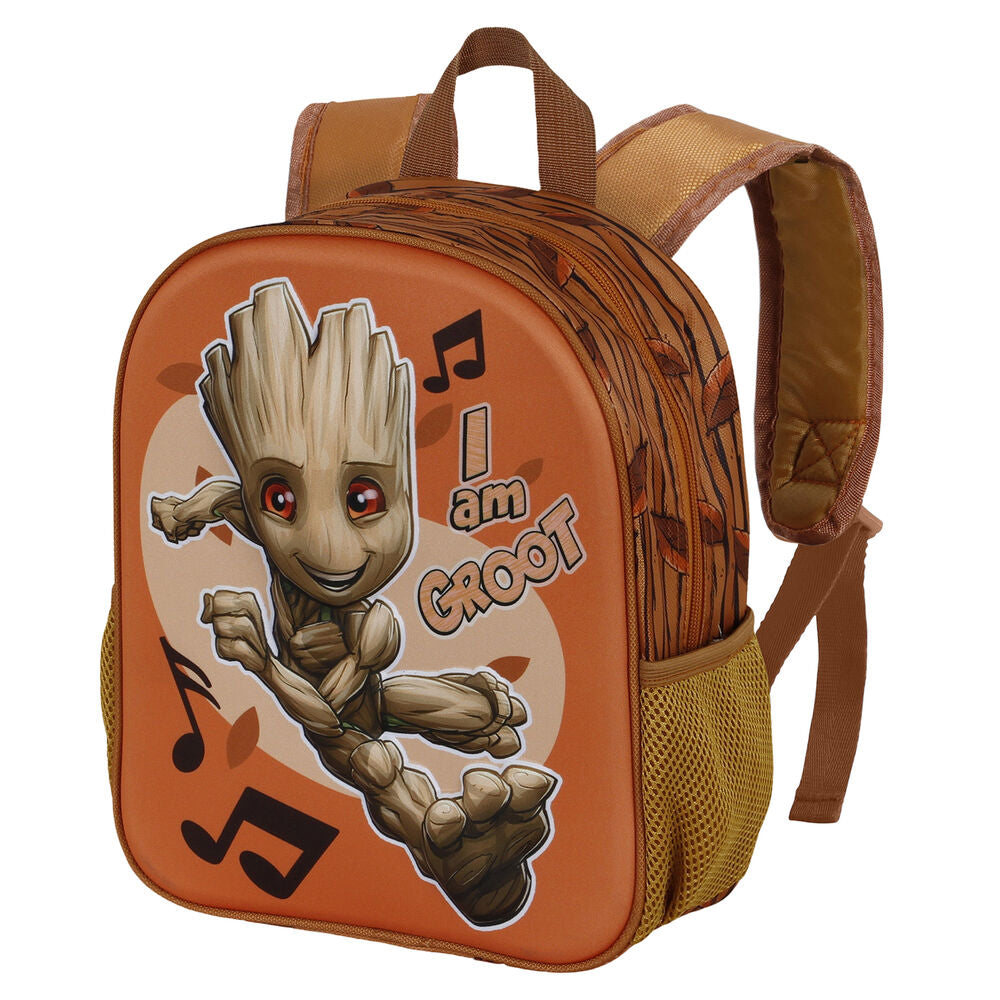 Vue latérale du sac à dos 3D Marvel I am Groot Soundtrack montrant la forme compacte et les bretelles
