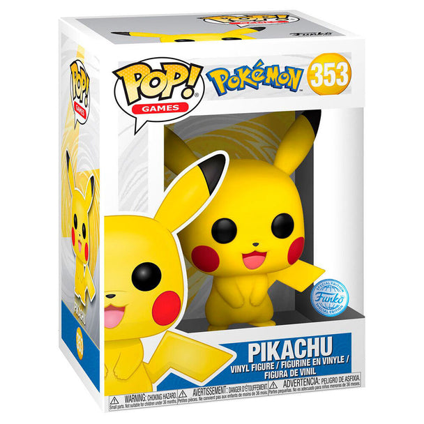 Détail de la figurine Funko POP Pikachu montrant les couleurs vives et la finition en vinyle