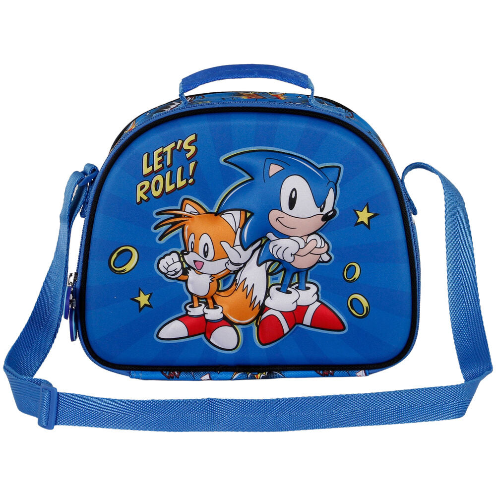 Sac repas 3D Sonic The Hedgehog Lets Roll avec design en relief et fermeture éclair visible