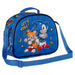 Vue de côté du sac repas Sonic avec poignée renforcée et bandoulière ajustable en tissu bleu