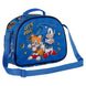 Vue de côté du sac repas Sonic avec poignée renforcée et bandoulière ajustable en tissu bleu