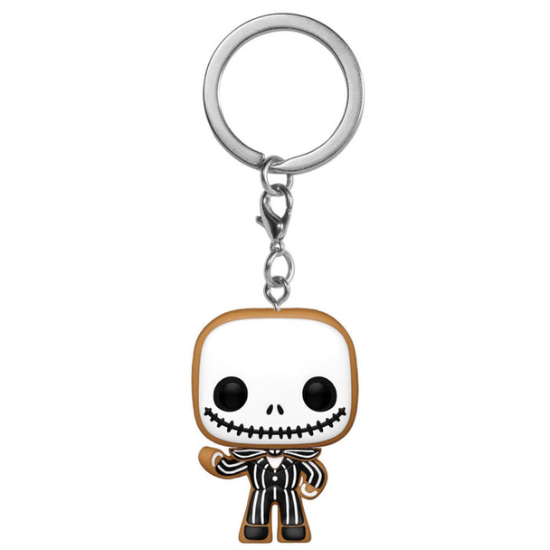 Gros plan sur le porte-clés Pocket POP Jack Skellington montrant la texture et les traits distinctifs du personnage Gingerbread.