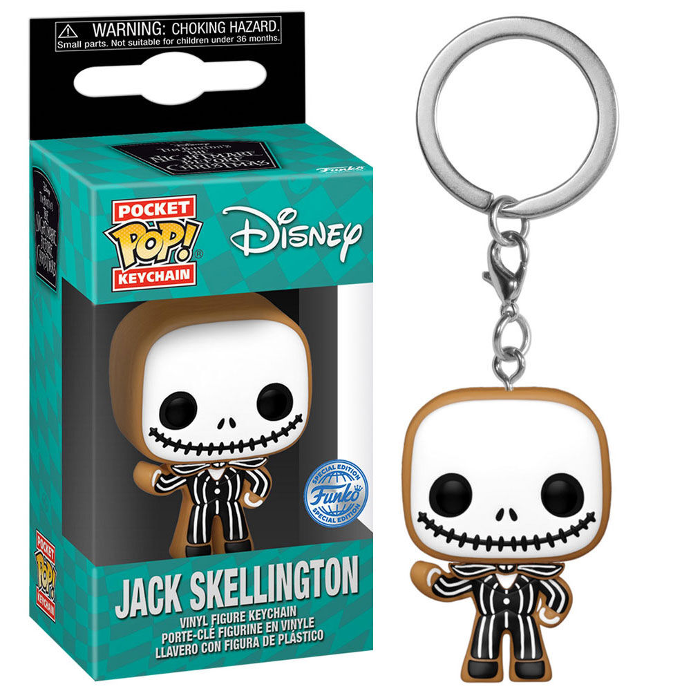 Ensemble des trois images du porte-clés Funko Pocket POP Jack Skellington, incluant différentes perspectives et angles de vue.