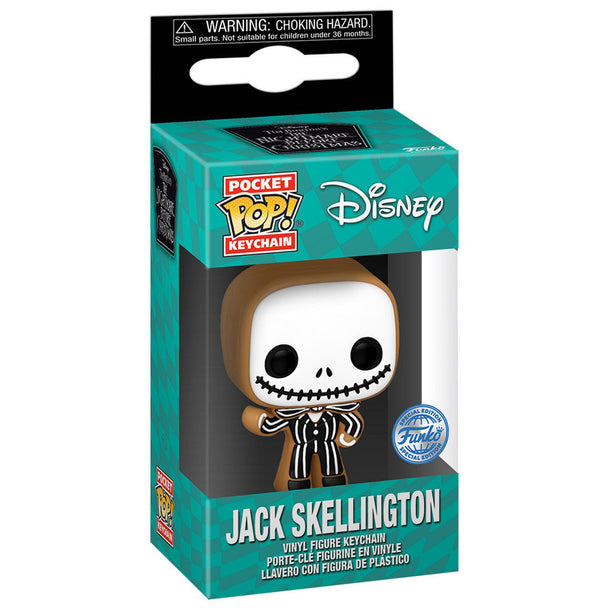 Porte-clés Funko Pocket POP Jack Skellington en version pain d'épice, vue de face avec détails colorés et finition soignée.