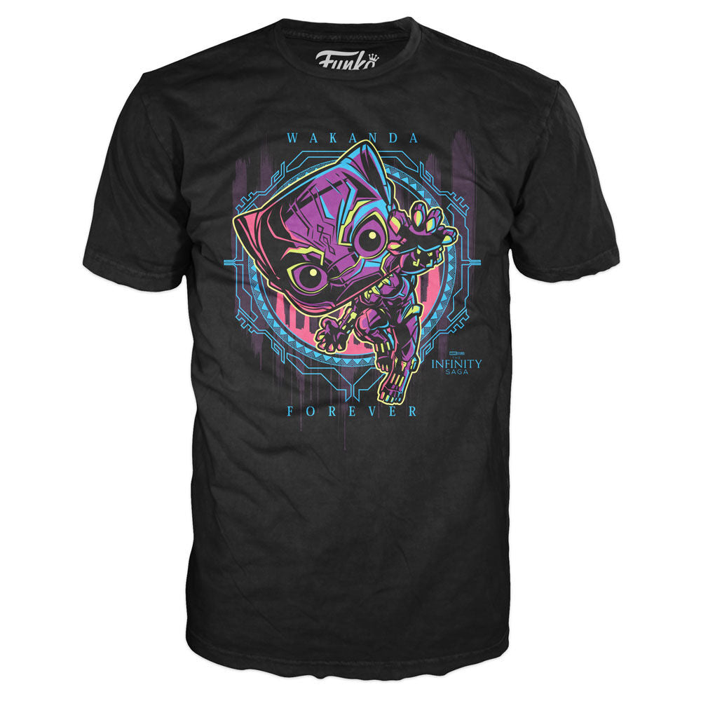Détail du design du T-shirt Funko Marvel Wakanda Forever Black Panther