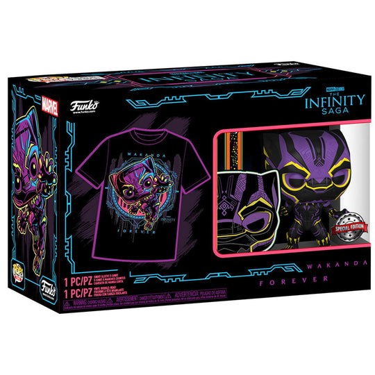 Emballage du set exclusif Funko Marvel Wakanda Forever avec T-shirt et figurine