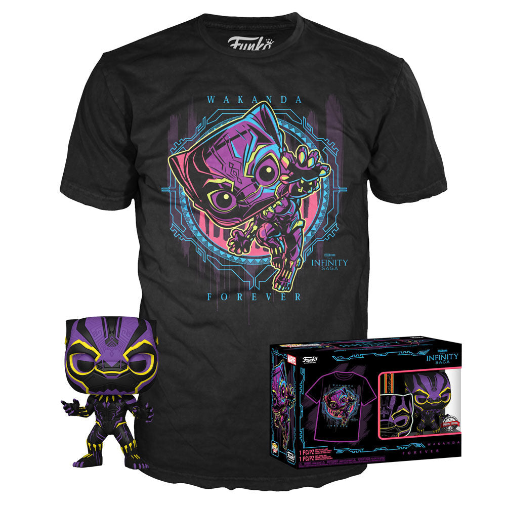 T-shirt exclusif Funko Marvel Wakanda Forever avec logo Black Panther en gros plan