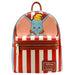 Sac à dos Loungefly Disney Dumbo rayé vu de face avec logo Dumbo sur fond blanc
