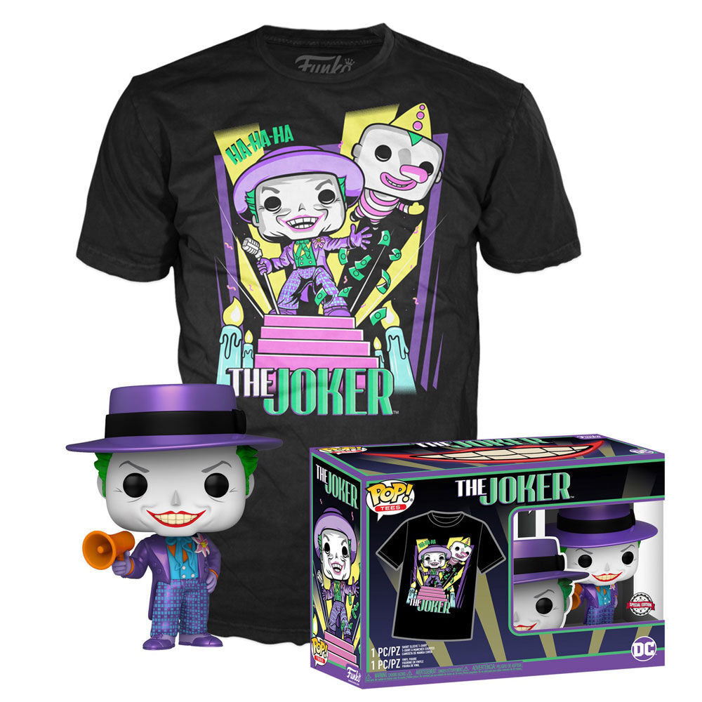 Set complet FUNKO avec T-shirt Batman et figurine POP métallique Joker DC Comics