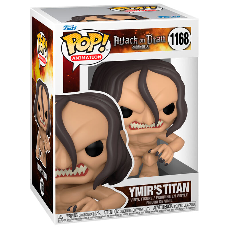 Vue avant de la figurine Funko POP Ymir Titan Attack on Titan en vinyle de 9 cm dans sa boîte collector