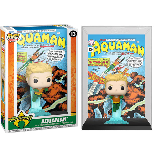 Vue latérale de la figurine POP Aquaman Comic Cover montrant le design fidèle au personnage de DC Comics par FUNKO.