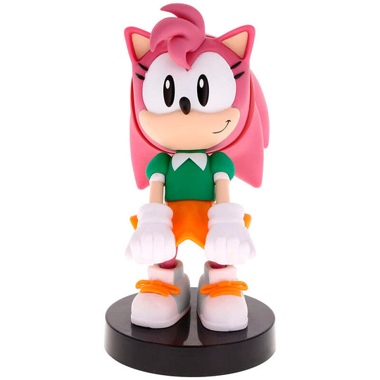 Support câble Sonic Amy Rose de 20cm en position verticale avec manette PS5 DualSense posée