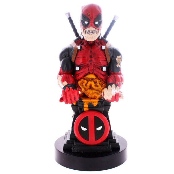 Figurine Deadpool Zombie Marvel tenant un support câble de 20 cm vue de face