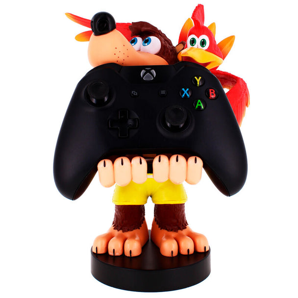 Vue latérale du support Banjo-Kazooie avec un smartphone iPhone placé dessus