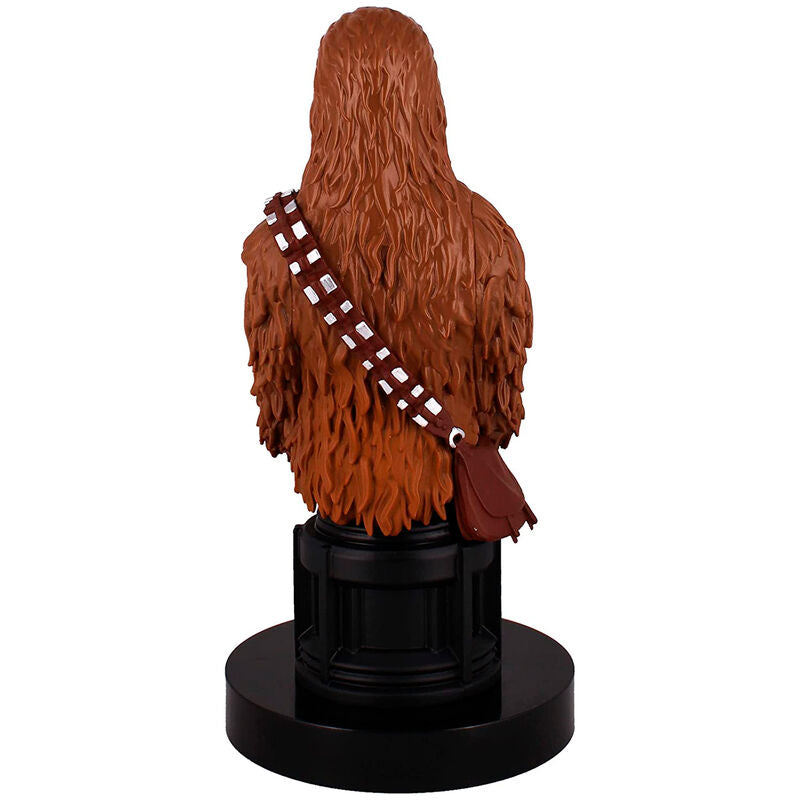 Support chargeur Chewbacca tenant un smartphone iPhone en position verticale