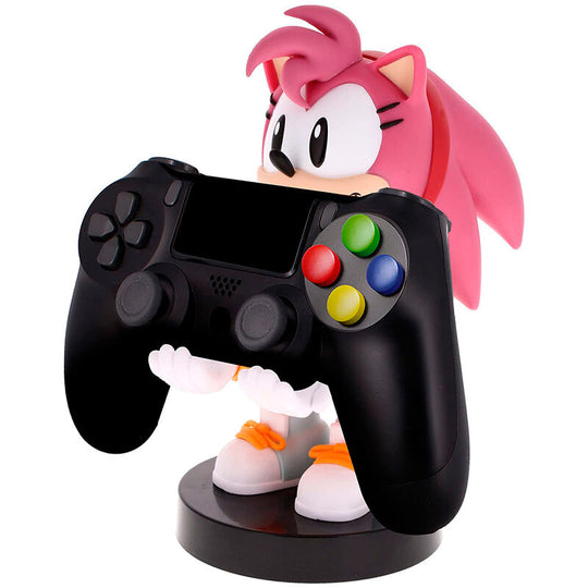 Présentation du support Sonic Amy Rose avec un iPhone maintenu en charge sur fond blanc