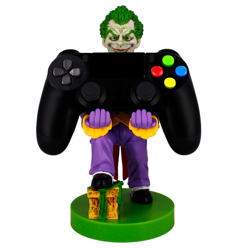 Détail du visage du Joker sur le support Cable Guy, design coloré et précis